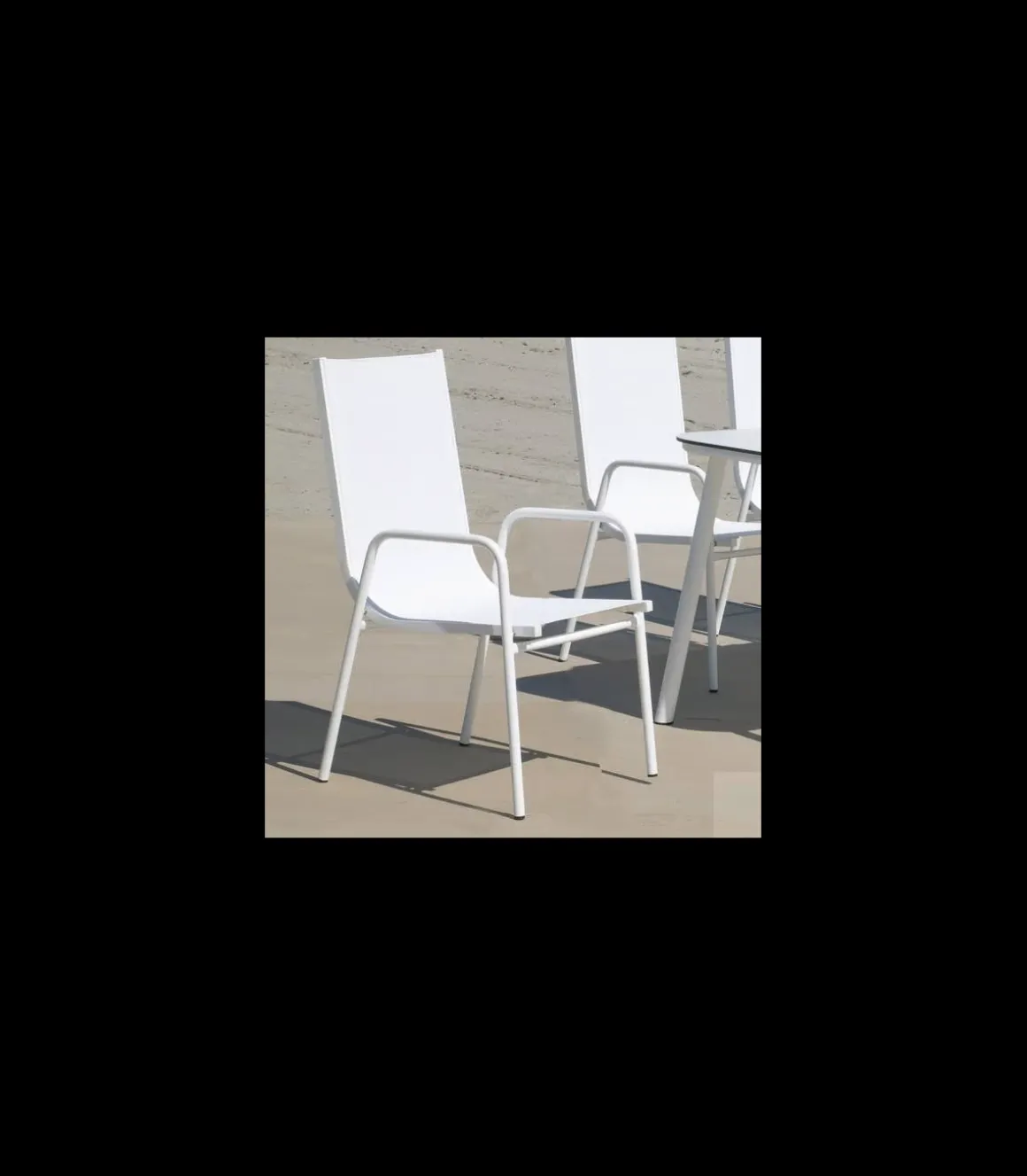 Pack 4 sillones terraza jardín Lerian aluminio blanco, 92cm(alto) 54cm(ancho) 82cm(fondo)