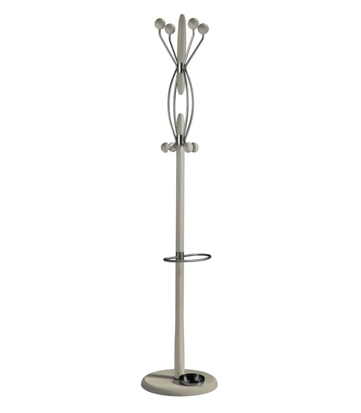 Perchero mod. 425 con paragüero herrajes cromo satinado lacado visón, 184 cm(alto)37 cm(ancho)37 cm(largo)