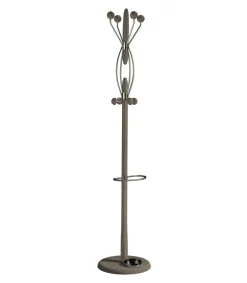 Perchero mod. 425 con paragüero herrajes cromo satinado lacado moka, 184 cm(alto)37 cm(ancho)37 cm(largo)