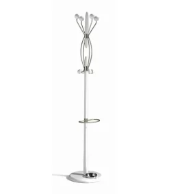 Perchero mod. 425 con paragüero herrajes cromo satinado lacado blanco, 184 cm(alto)37 cm(ancho)37 cm(largo)
