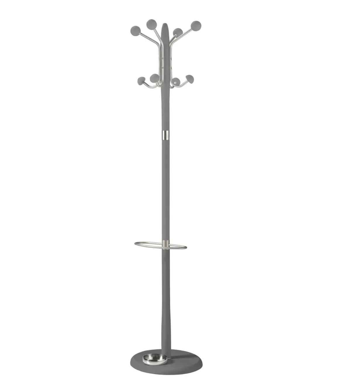 Perchero mod. 421 con paragüero herrajes en cromo satinado lacado gris, 180 cm(alto)37 cm(ancho)37 cm(largo)