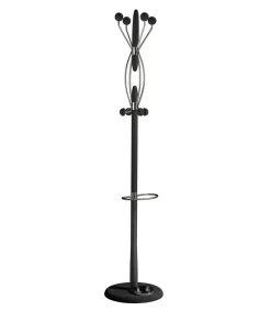 Perchero mod. 425 con paragüero herrajes cromo satinado lacado negro, 184 cm(alto)37 cm(ancho)37 cm(largo)
