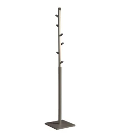 Perchero moderno mod. 428 herrajes en cromo satinado lacado moka, 180 cm(alto)34 cm(ancho)34 cm(largo)