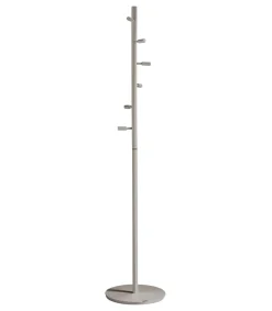Perchero moderno mod. 401 herrajes cromo satinado lacado visón, 185 cm(alto)35 cm(ancho)35 cm(largo)