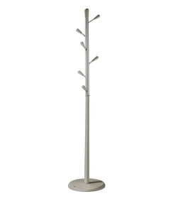 Perchero moderno mod. 413 herrajes en cromo satinado lacado visón, 190 cm(alto)37 cm(ancho)37 cm(largo)