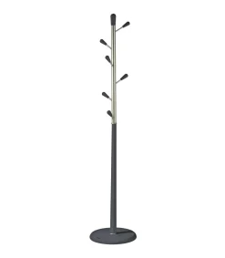 Perchero moderno mod. 413 herrajes en cromo satinado lacado azabache, 190 cm(alto)37 cm(ancho)37 cm(largo)