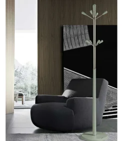 Perchero moderno mod. 414 herrajes cromo satinado lacado verde, 180 cm(alto)37 cm(ancho)37 cm(largo)