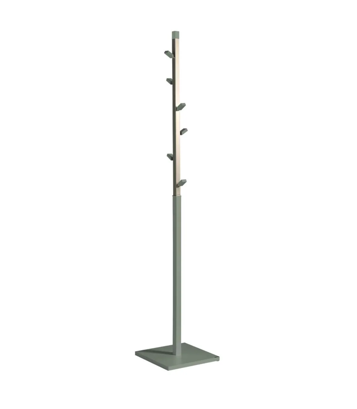 Perchero moderno mod. 428 herrajes en cromo satinado lacado verde, 180 cm(alto)34 cm(ancho)34 cm(largo)