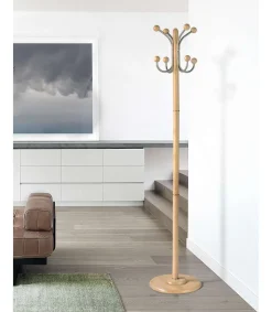 Perchero mod. 406 herrajes cromo satinado lacado natural, 170 cm(alto)35 cm(ancho)35 cm(largo)