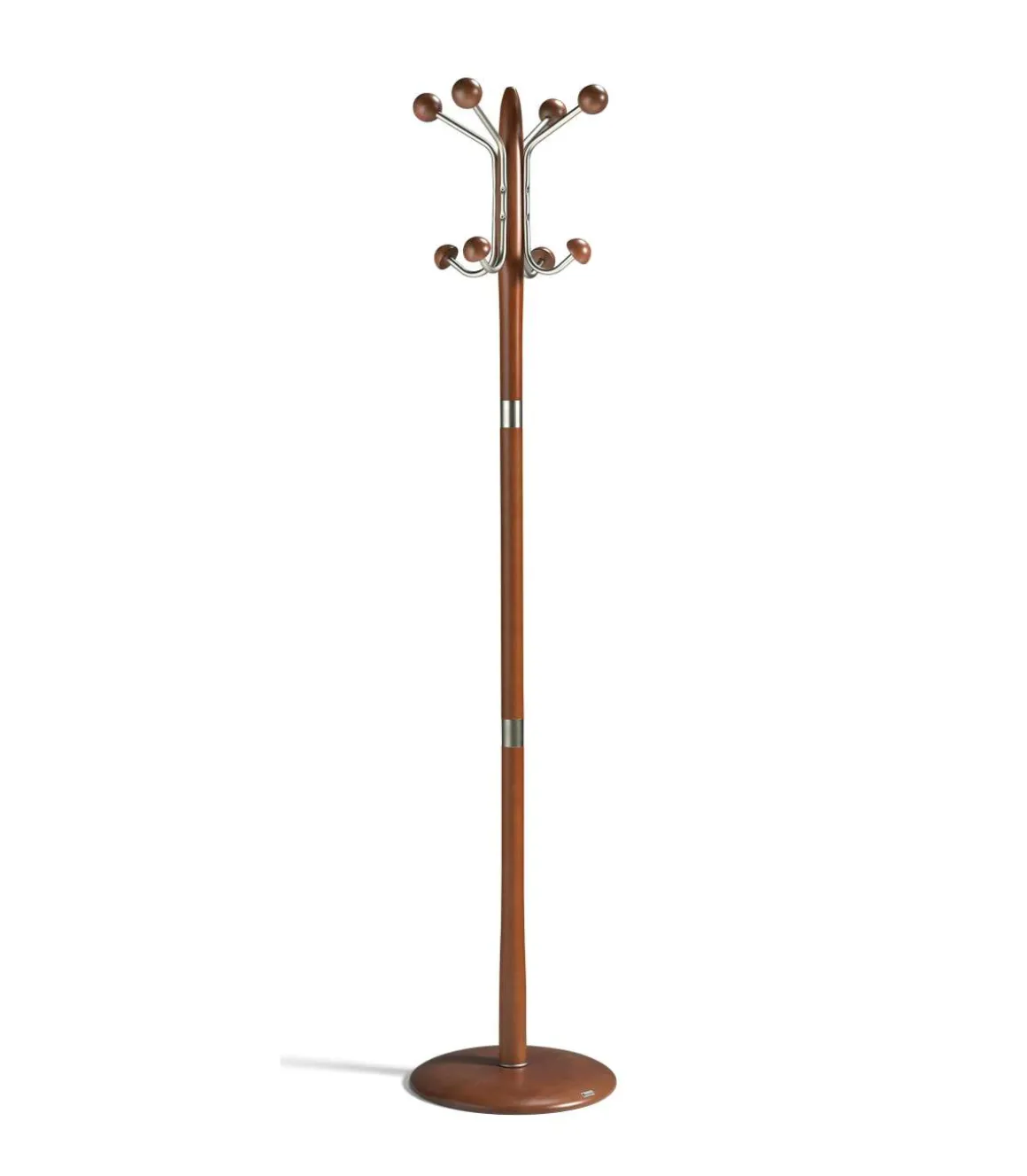 Perchero mod. 420 herrajes en cromo satinado lacado mogano, 180 cm(alto)37 cm(ancho)37 cm(largo)