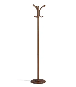 Perchero mod. 409 herrajes en cromo satinado lacado nogal, 170 cm(alto)35 cm(ancho)35 cm(largo)
