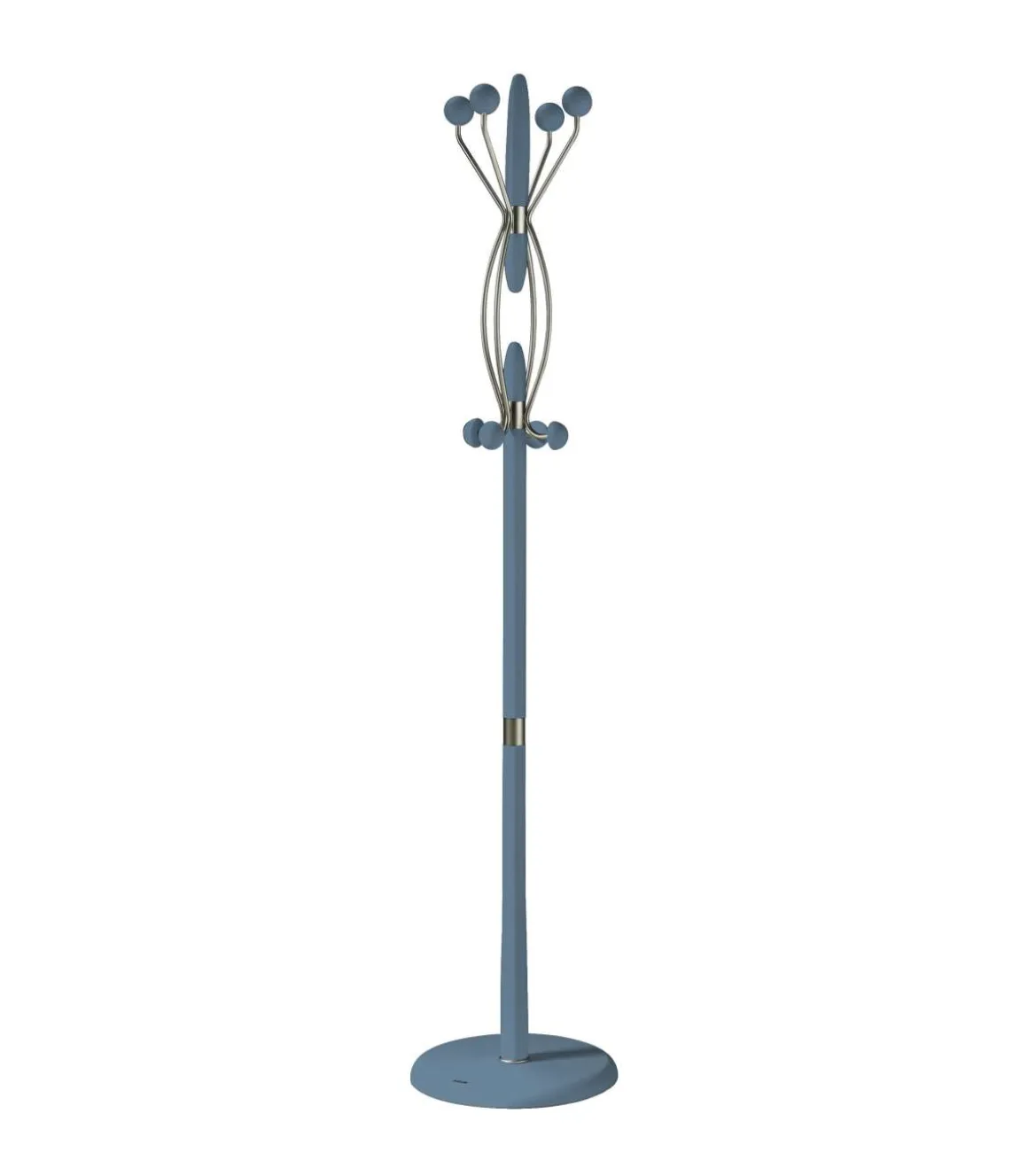 Perchero mod. 424 herrajes en cromo satinado lacado azul, 184 cm(alto)37 cm(ancho)37 cm(largo)