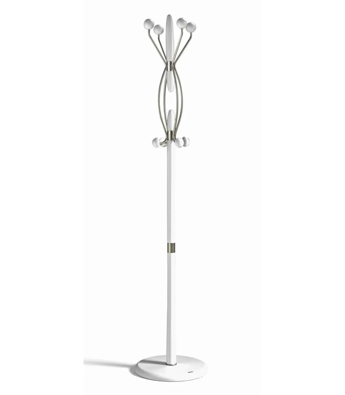 Perchero mod. 424 herrajes en cromo satinado lacado blanco, 184 cm(alto)37 cm(ancho)37 cm(largo)