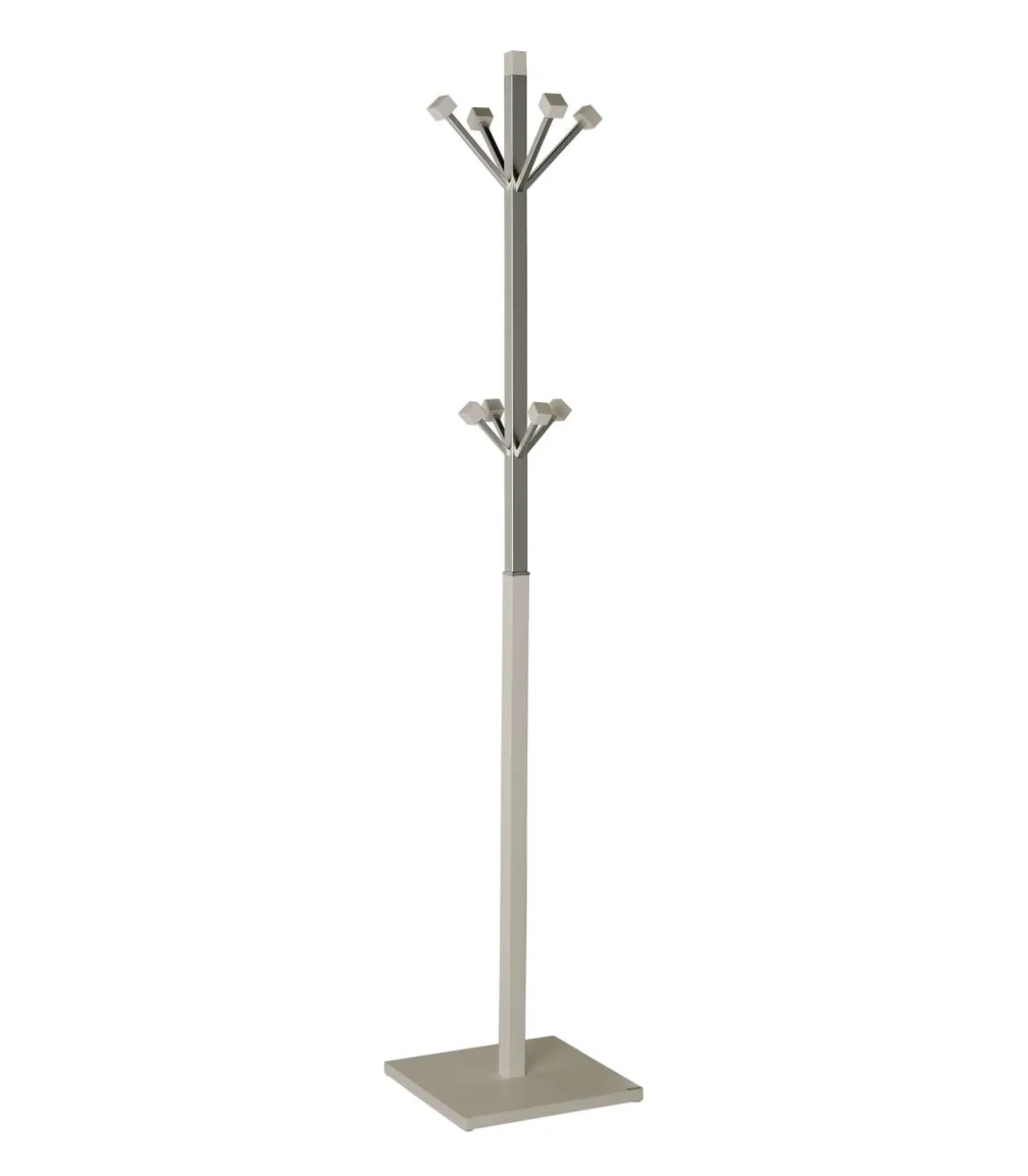 Perchero mod. 429 moderno herrajes cromo satinado lacado visón, 180 cm(alto)34 cm(ancho)34 cm(largo)