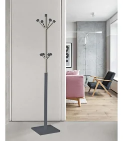 Perchero mod. 429 moderno herrajes cromo satinado lacado azabache, 180 cm(alto)34 cm(ancho)34 cm(largo)