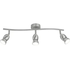 Plafón alargado de 3 luces Bala acabado niquel satinado 16 cm(alto)50 cm(ancho)8 cm(largo)