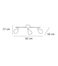 Plafón alargado 3 luces Menta acabado en cuero 17 cm(alto)62 cm(ancho)16 cm(largo)