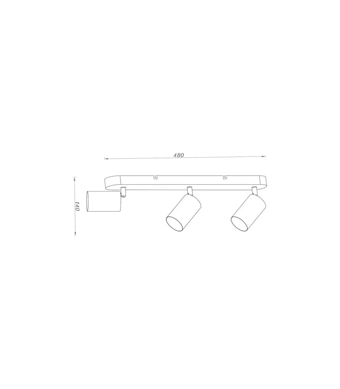 Plafón alargado 3 luces modelo Andy, 14cm(alto) 48cm(ancho) 16cm(largo)