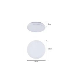 Plafón led modelo Nuno-38 acabado blanco, 5cm(alto) 38cm(ancho) 38cm(fondo) .