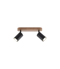 Plafón 2 luces Pireo acabado negro, 15cm(alto) 27cm(ancho) 7cm(largo)