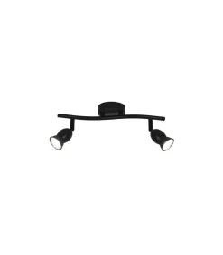 Plafon alargado 2 luces Bala acabado negro, 16 cm(alto)32 cm(ancho)8 cm(largo)