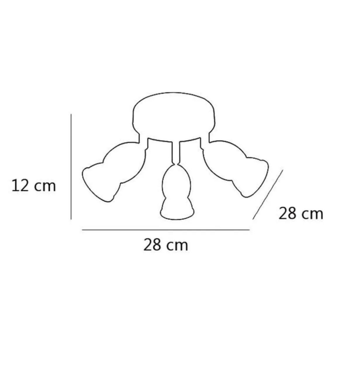 Plafon de 3 luces Bala acabado blanco 12 cm(alto)28 cm(ancho)28 cm(largo)