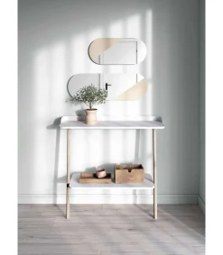 Recibidor modelo 787 acabado blanco/roble, 87.5 cm (alto) x 111 cm (ancho) x 31 cm (prof.)