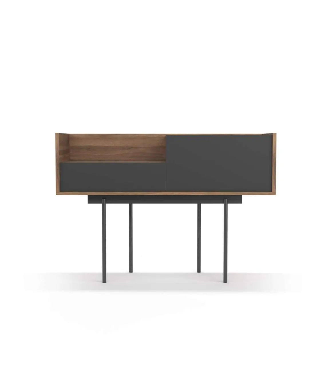Recibidor modelo 673 acabado nogal combinado con grafito, 84cm(alto) 122cm(ancho) 42cm(prof.)