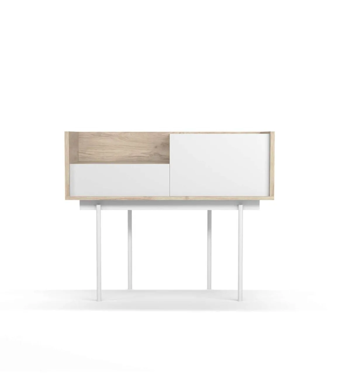 Recibidor modelo 671 acabado roble combinado con blanco, 84cm(alto) 98cm(ancho) 31cm(prof.)