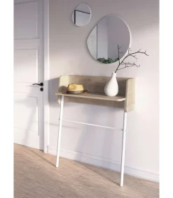 Recibidor modelo 789 acabado roble/blanco, 97 cm (alto) x 80 cm (ancho) x 30 cm (prof.)