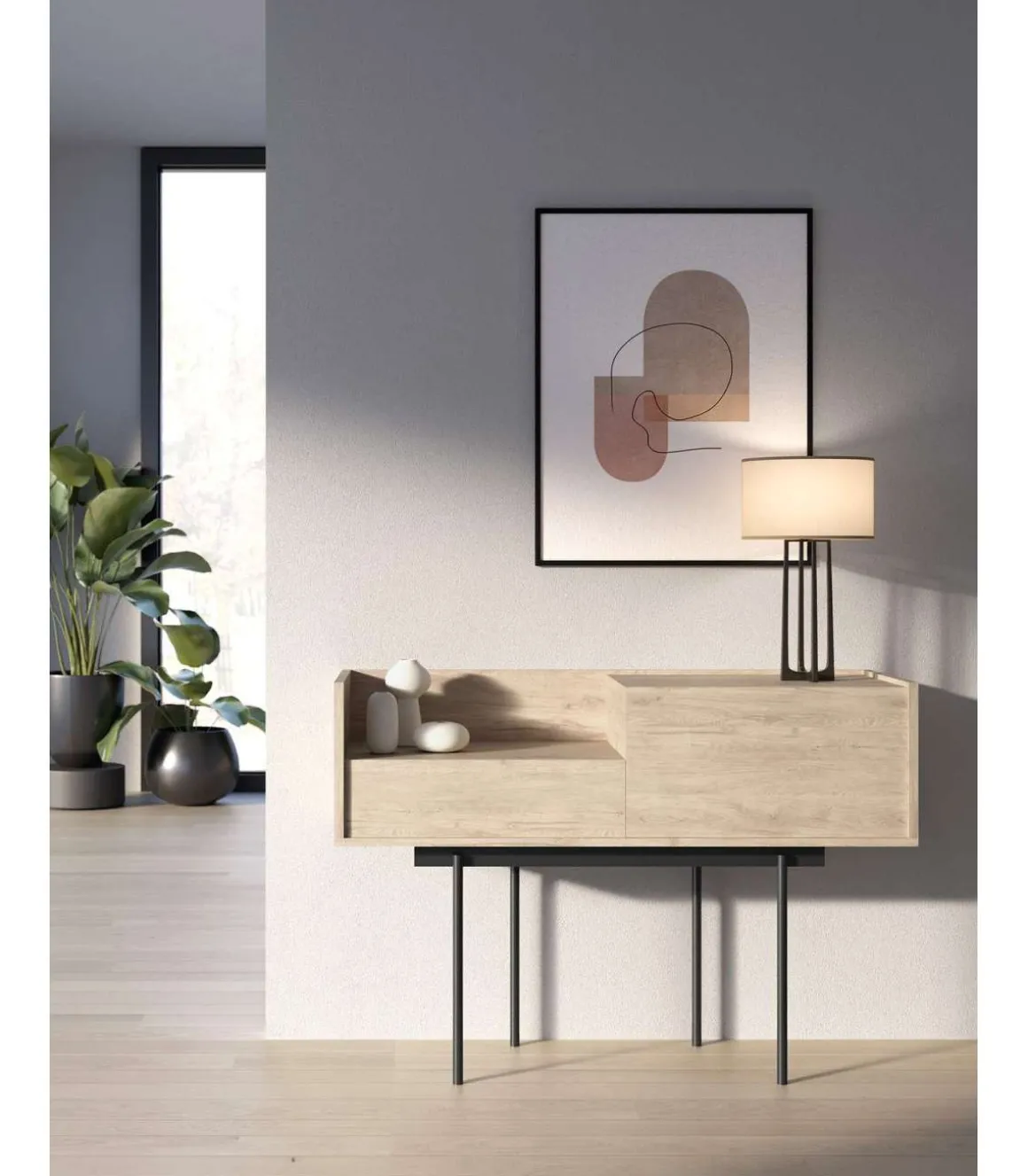 Recibidor modelo 673 acabado roble, 84cm(alto) 122cm(ancho) 42cm(prof.)