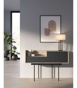 Recibidor modelo 673 acabado roble/grafito, 84cm(alto) 122cm(ancho) 42cm(prof.)