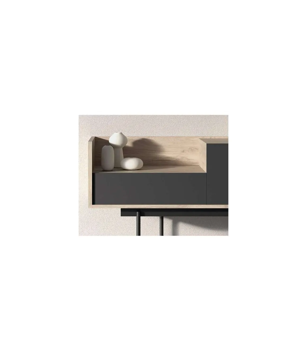 Recibidor modelo 673 acabado roble/grafito, 84cm(alto) 122cm(ancho) 42cm(prof.)