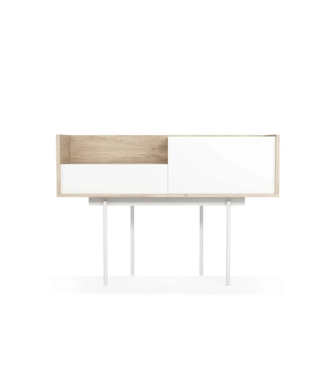 Recibidor modelo 673 acabado roble/blanco, 84cm(alto) 122cm(ancho) 42cm(prof.)