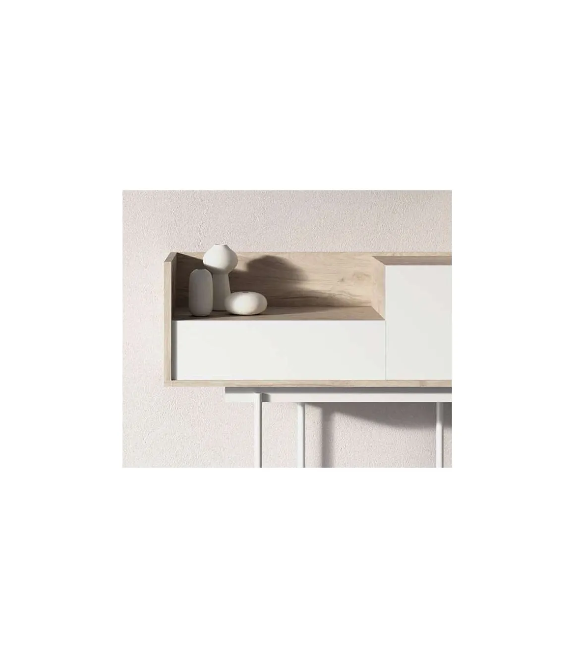 Recibidor modelo 673 acabado roble/blanco, 84cm(alto) 122cm(ancho) 42cm(prof.)