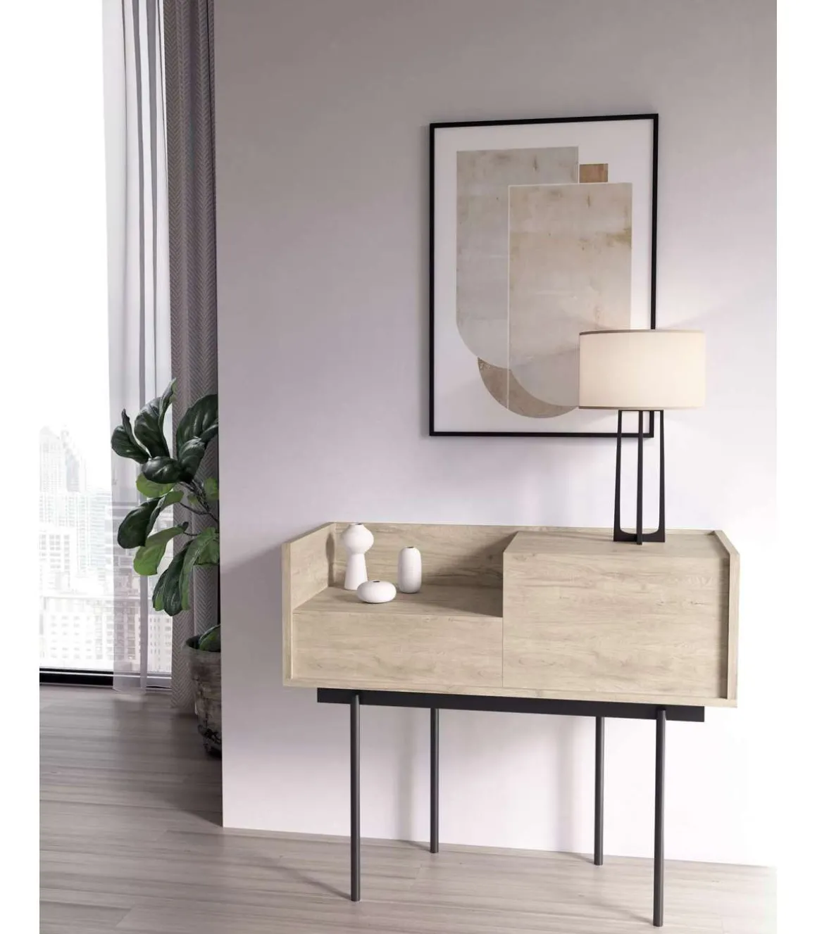 Recibidor modelo 671 acabado roble, 84cm(alto) 98cm(ancho) 31cm(prof.)