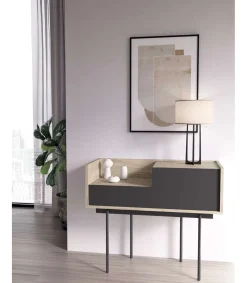 Recibidor modelo 671 acabado roble combinado con grafito, 84cm(alto) 98cm(ancho) 31cm(prof.)