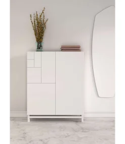 Recibidor zapatero modelo 515 acabado blanco, 90x112x27 (ancho x alto x fondo)