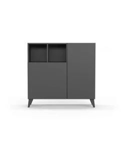 Recibidor zapatero 2 puertas acabado grafito. 87 cm (alto) x 90 cm (ancho) x 27 cm (prof.)