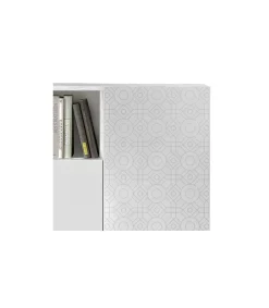 Recibidor zapatero 2 puertas en blanco con serigrafía GEO 3. 90 cm (alto) x 90 cm (ancho) x 27 cm (prof.)