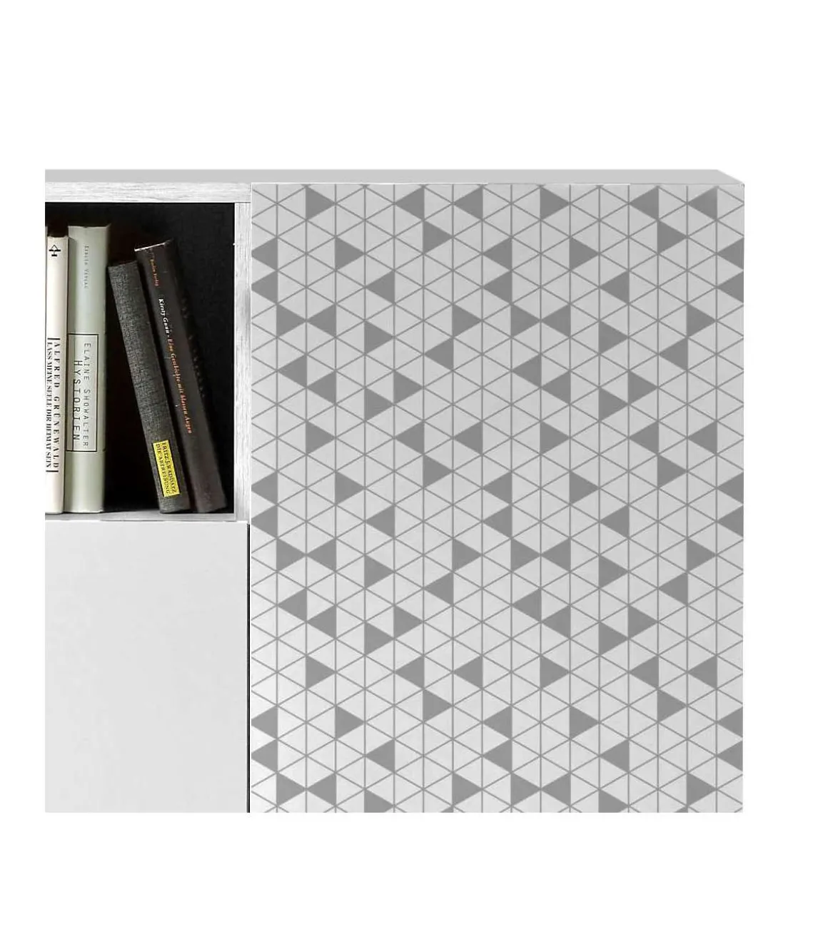 Recibidor zapatero 2 puertas en blanco con serigrafía GEO 1. 90 cm (alto) x 90 cm (ancho) x 27 cm (prof.)