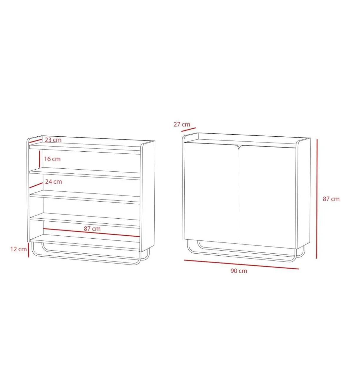 Recibidor zapatero 2 puertas modelo 526 acabado roble claro/grafito, 87 cm (alto) x 90 cm (ancho) x 25.5 cm (prof.)