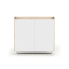 Recibidor zapatero 2 puertas modelo 526 acabado roble claro/blanco, 87 cm (alto) x 90 cm (ancho) x 25.5 cm (prof.)