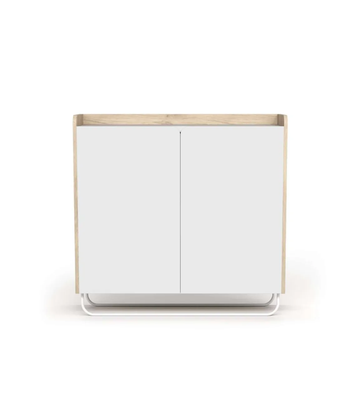 Recibidor zapatero 2 puertas modelo 526 acabado roble claro/blanco, 87 cm (alto) x 90 cm (ancho) x 25.5 cm (prof.)