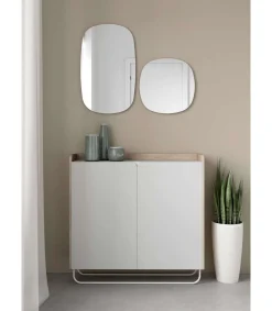 Recibidor zapatero 2 puertas modelo 526 acabado roble claro/blanco, 87 cm (alto) x 90 cm (ancho) x 25.5 cm (prof.)