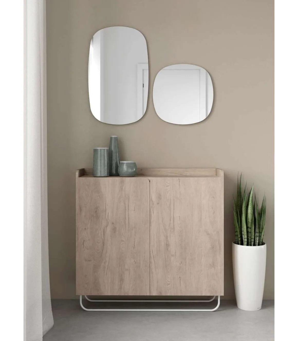 Recibidor zapatero 2 puertas modelo 526 acabado roble claro, 87 cm (alto) x 90 cm (ancho) x 25.5 cm (prof.)