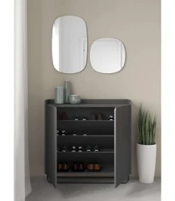 Recibidor zapatero 2 puertas modelo 526 acabado grafito, 87 cm (alto) x 90 cm (ancho) x 25.5 cm (prof.)
