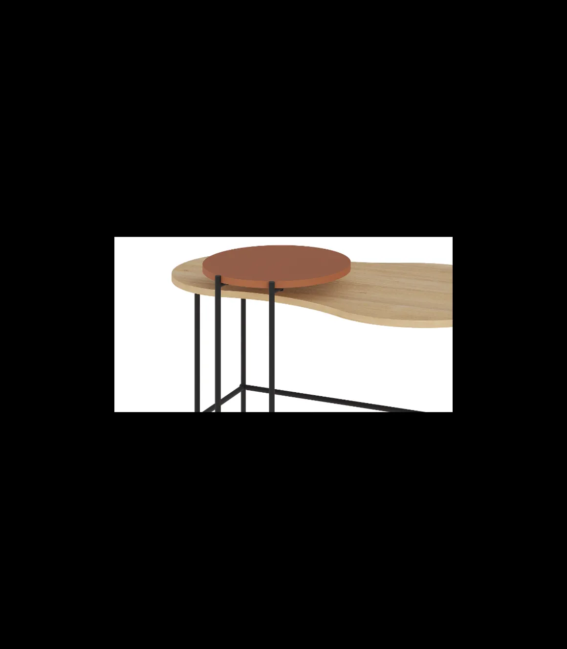Set de 2 mesas de centro modelo Rolan acabado roble/terracota, 53.8cm(alto) 102.5cm(ancho) 65m(fondo).
