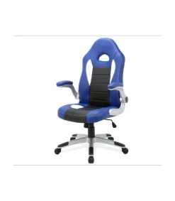 Silla de escritorio Victoria en azul y negro. Alto: 112-120, Ancho: 70, Fondo: 51