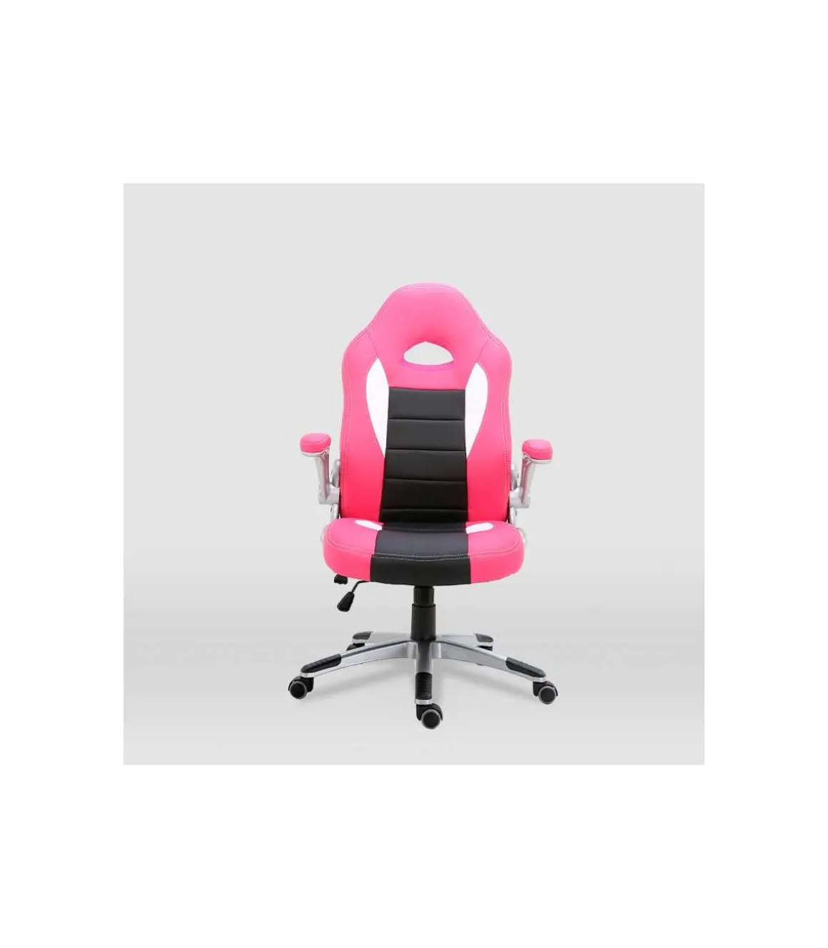 Silla de escritorio Victoria en rosa y negro. Alto: 112-120, Ancho: 70, Fondo: 51